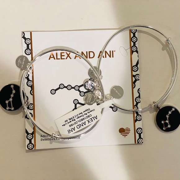 Alex and Ani Big and Little Dipper,shiny silvertone, black enamel, set of 2 - Picture 15 of 16